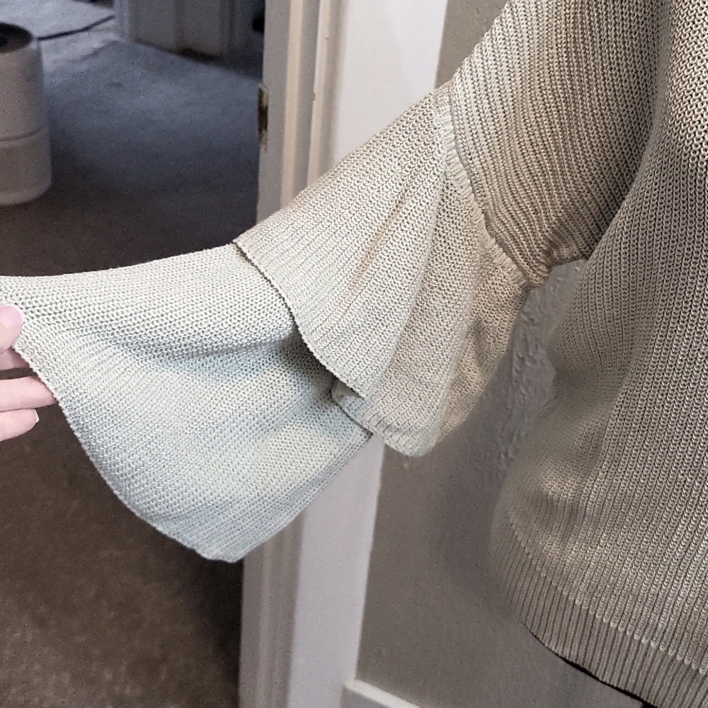 Express Boat Neck Layered Ruffle Sleeve Sweater - Picture 3 of 7